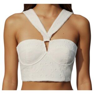 ZARA Bustier Crop Top White Eyelet Embroidered S